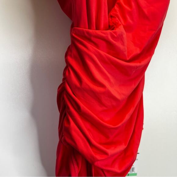 Vince Camuto Shirred Surplice One Piece swimsuit watermelon - 8 - Picture 6 of 14